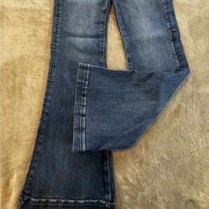 American Eagle Super Hi Rise Flare Jeans Womens Size8 Wide Leg Patch Pocket